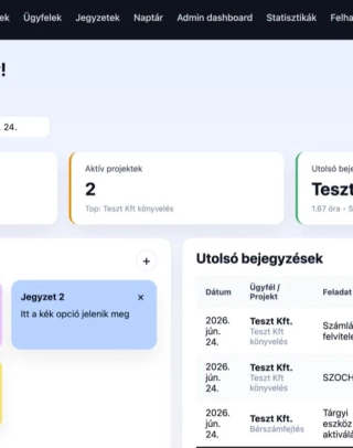 Könyvelőiroda – munkaidő-nyilvántartó és ügyviteli